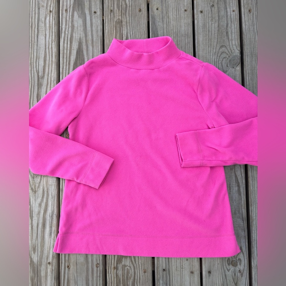 Talbots Womens Mock Neck Fleece Pullover Soft Pink Size Medium Classic Feminine